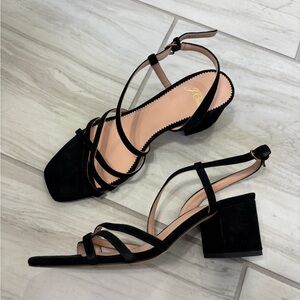 J.Crew Suede Black Strappy Heels